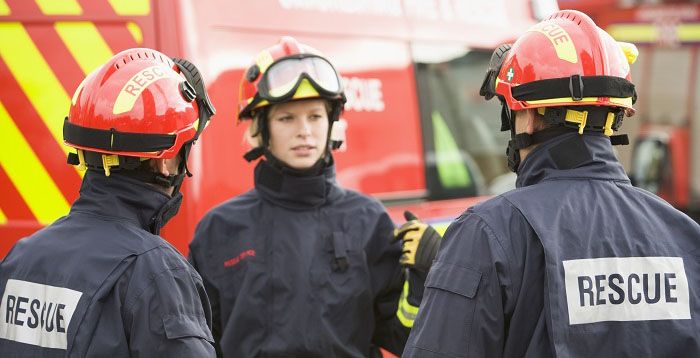 male and female firefighters